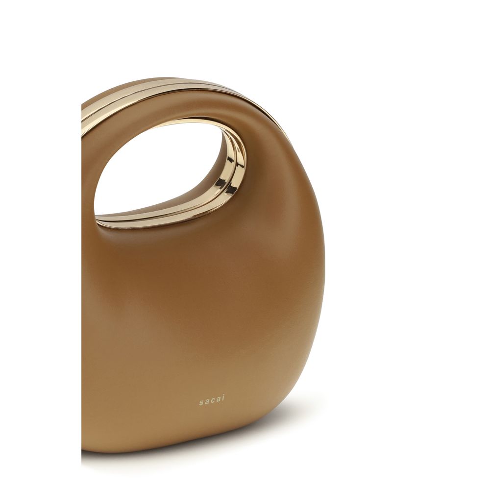 Sacai Round Leather Handbag - Camel
