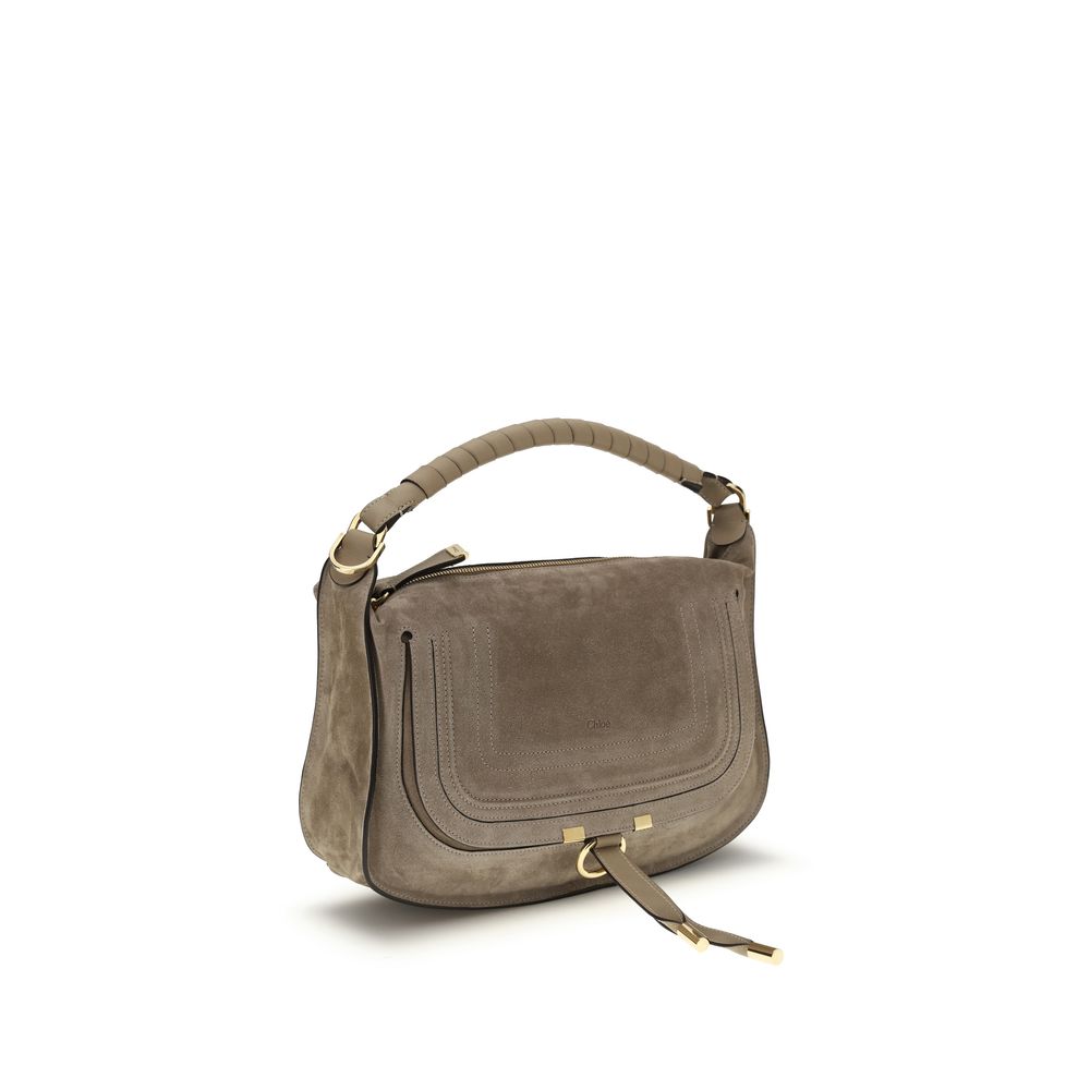 Chloé Small Marcie Shoulder Bag - Brown Suede Calfskin