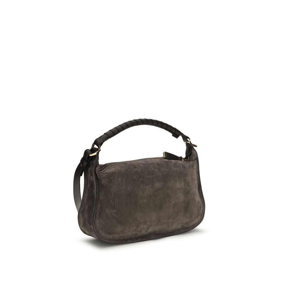 Chloé Small Marcie Shoulder Bag - Kohl Brown Suede Calfskin