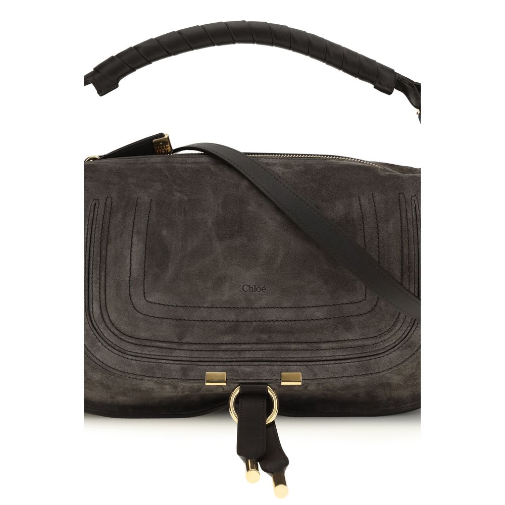 Chloé Small Marcie Shoulder Bag - Kohl Brown Suede Calfskin
