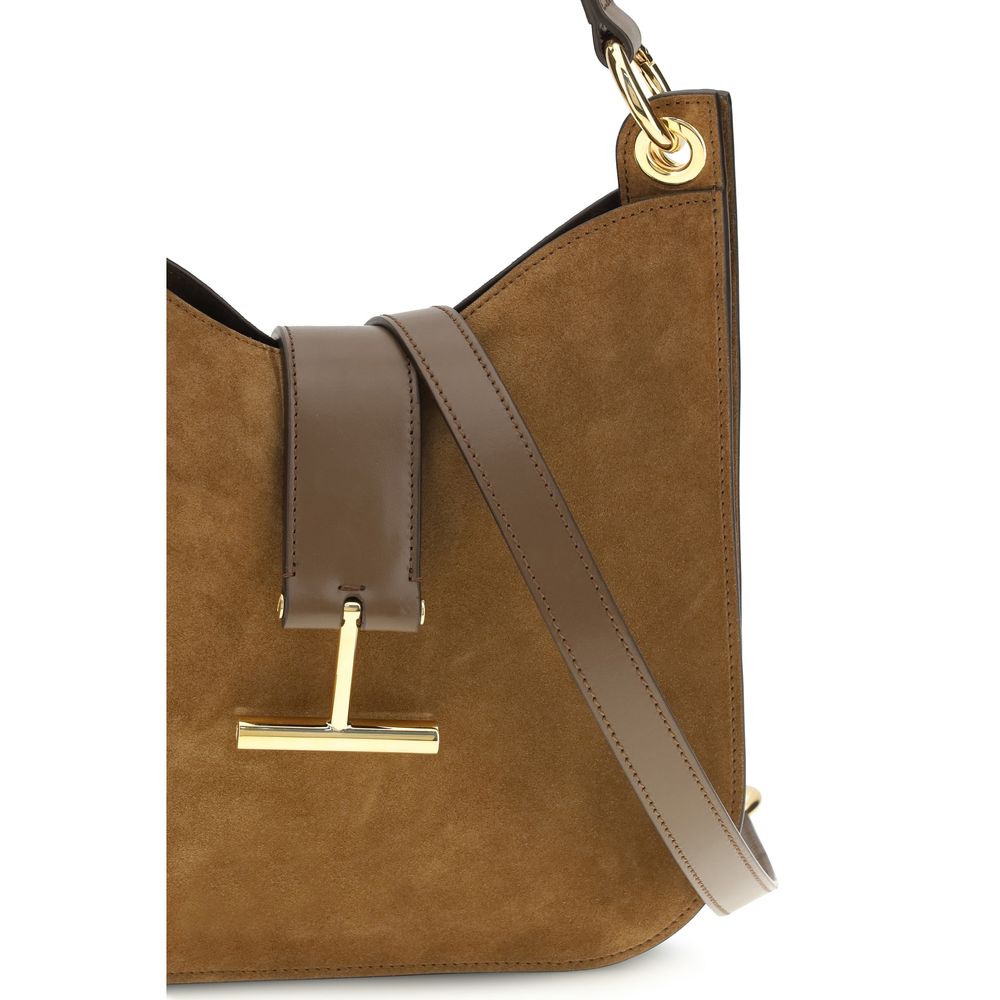 Tom Ford Tara Small Crossbody Bag - Brown Suede