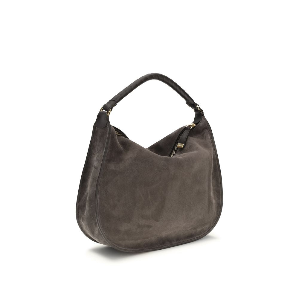 Chloé Marcie Shoulder Bag in Kohl Brown Suede Calfskin