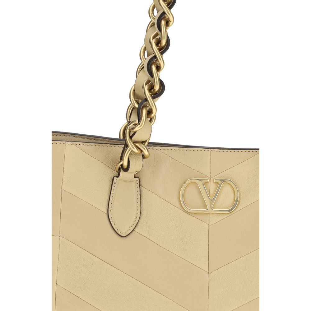 Valentino Garavani Laseine Small Shopping Bag - Gold Nappa Leather