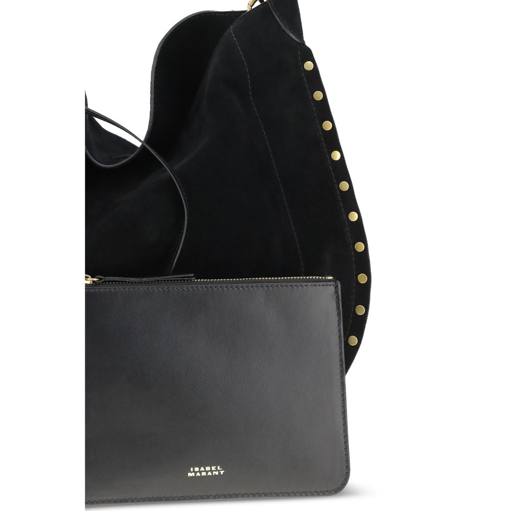 Isabel Marant Oskan Hobo Soft Bag - Black Studded Suede
