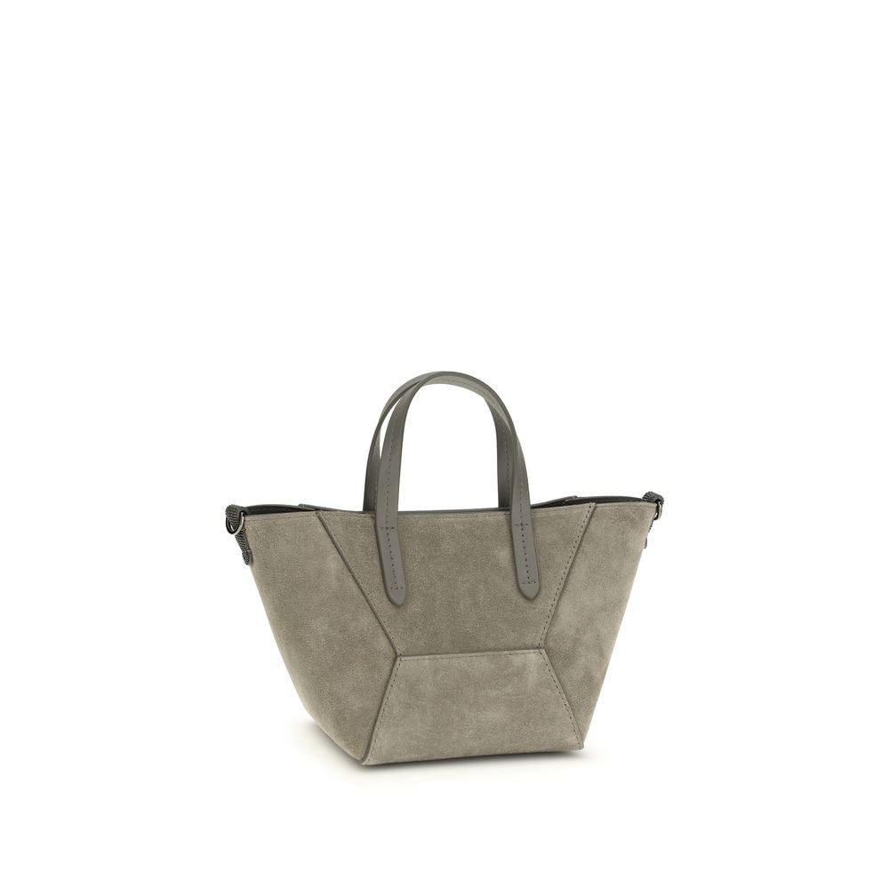 Brunello Cucinelli BC Duo Mini Suede Bag – Khaki with Monili Detail