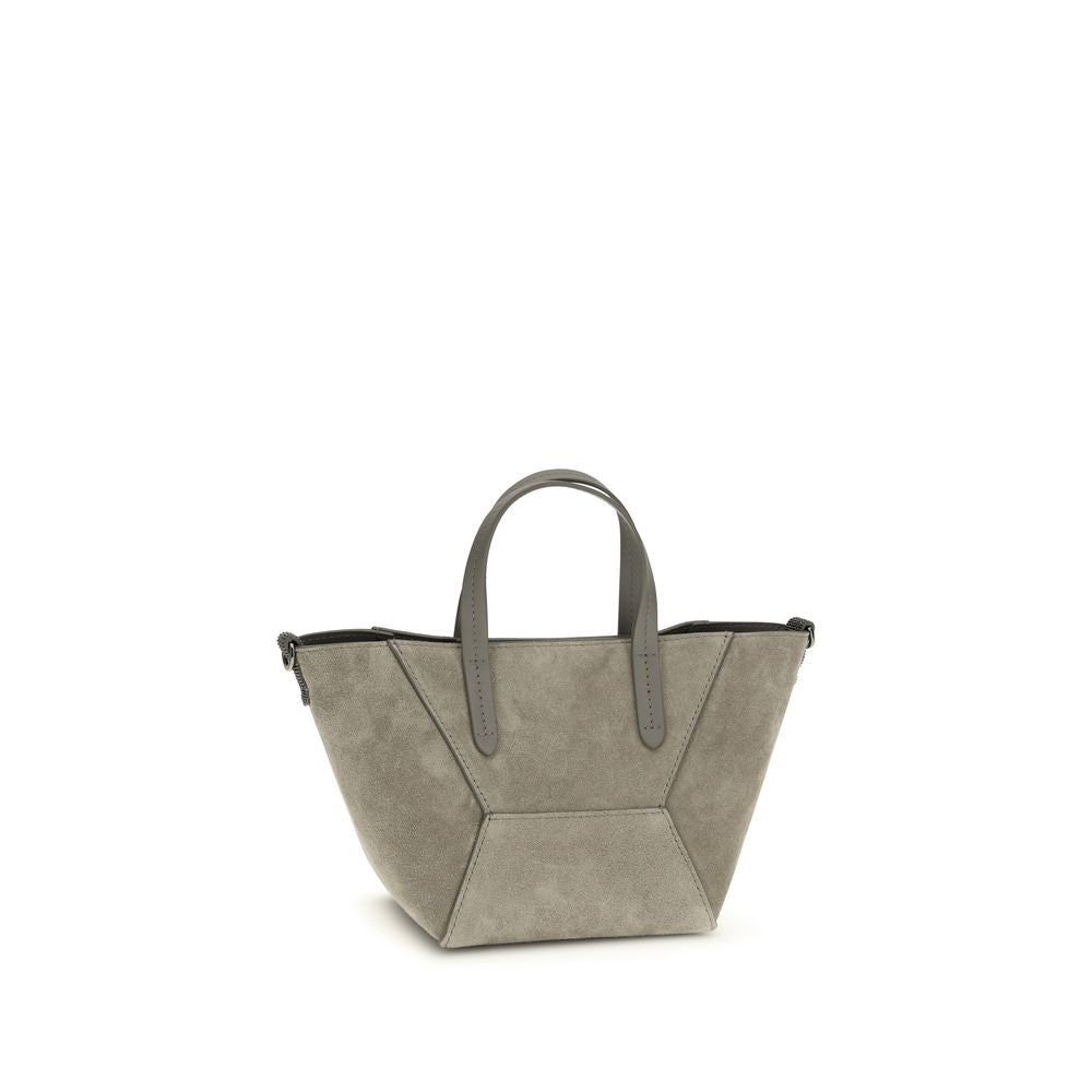 Brunello Cucinelli BC Duo Mini Suede Bag – Khaki with Monili Detail