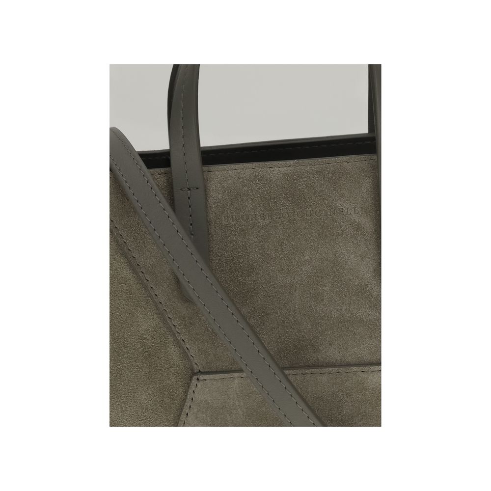 Brunello Cucinelli BC Duo Mini Suede Bag – Khaki with Monili Detail