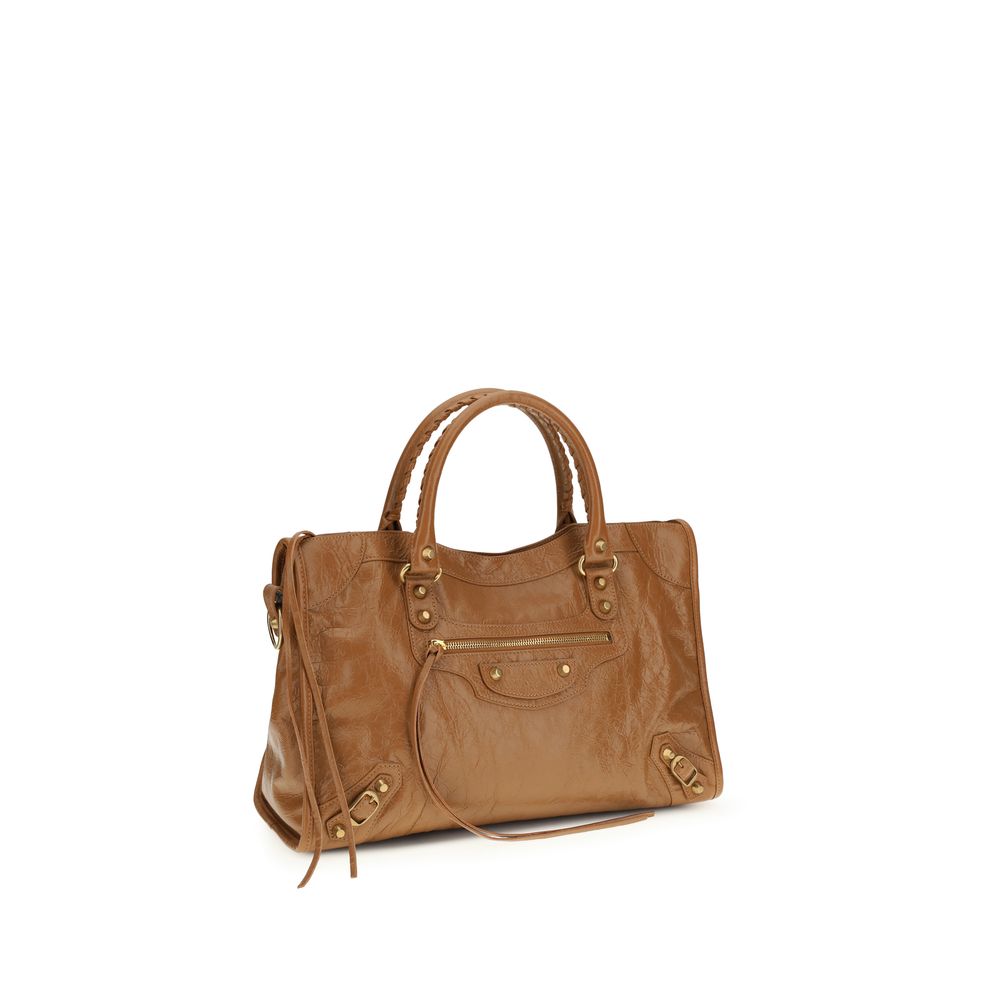 Balenciaga Le City Bag Medium - Camel Lambskin with Aged Gold Hardware