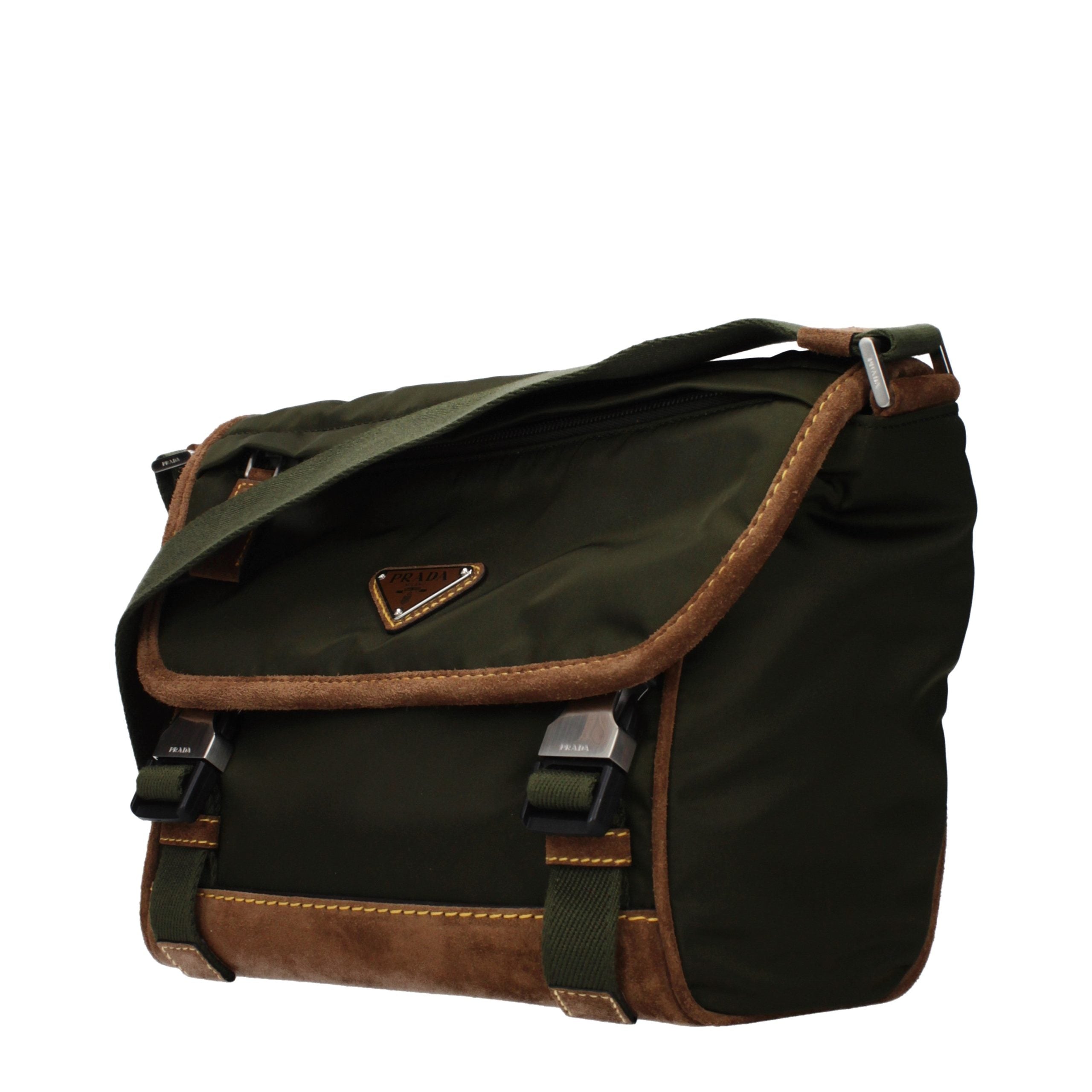 Prada Medium Re-Nylon and Suede Shoulder Bag - Musk Green and Cocoa