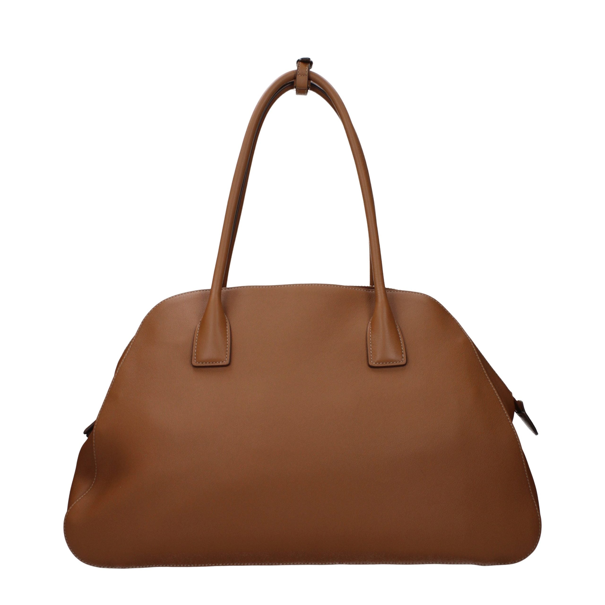 Prada Large Vitello Daino Leather Shoulder Bag - Cognac