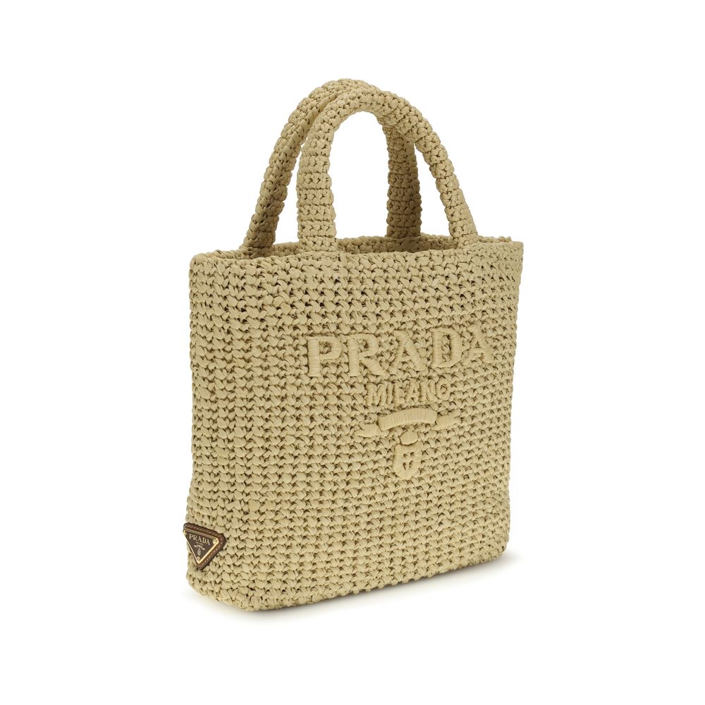 Prada Crochet Tote Bag Small - Natural