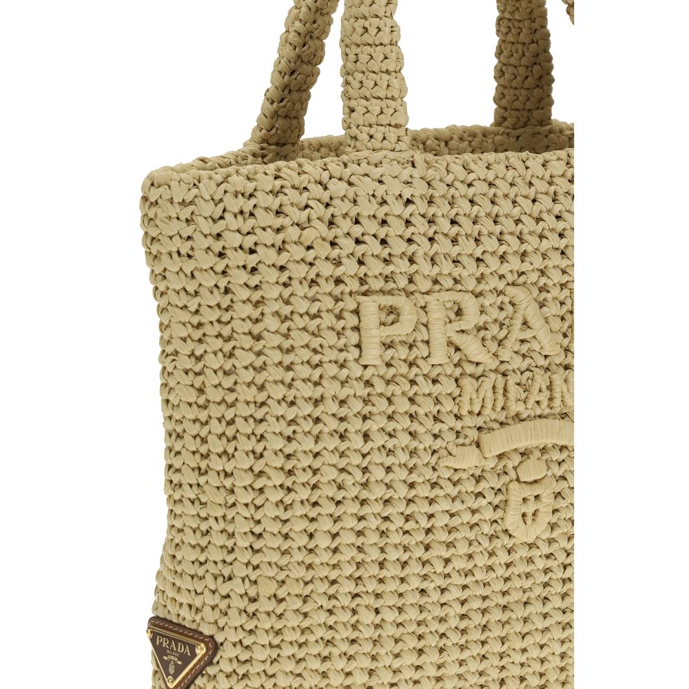 Prada Crochet Tote Bag Small - Natural