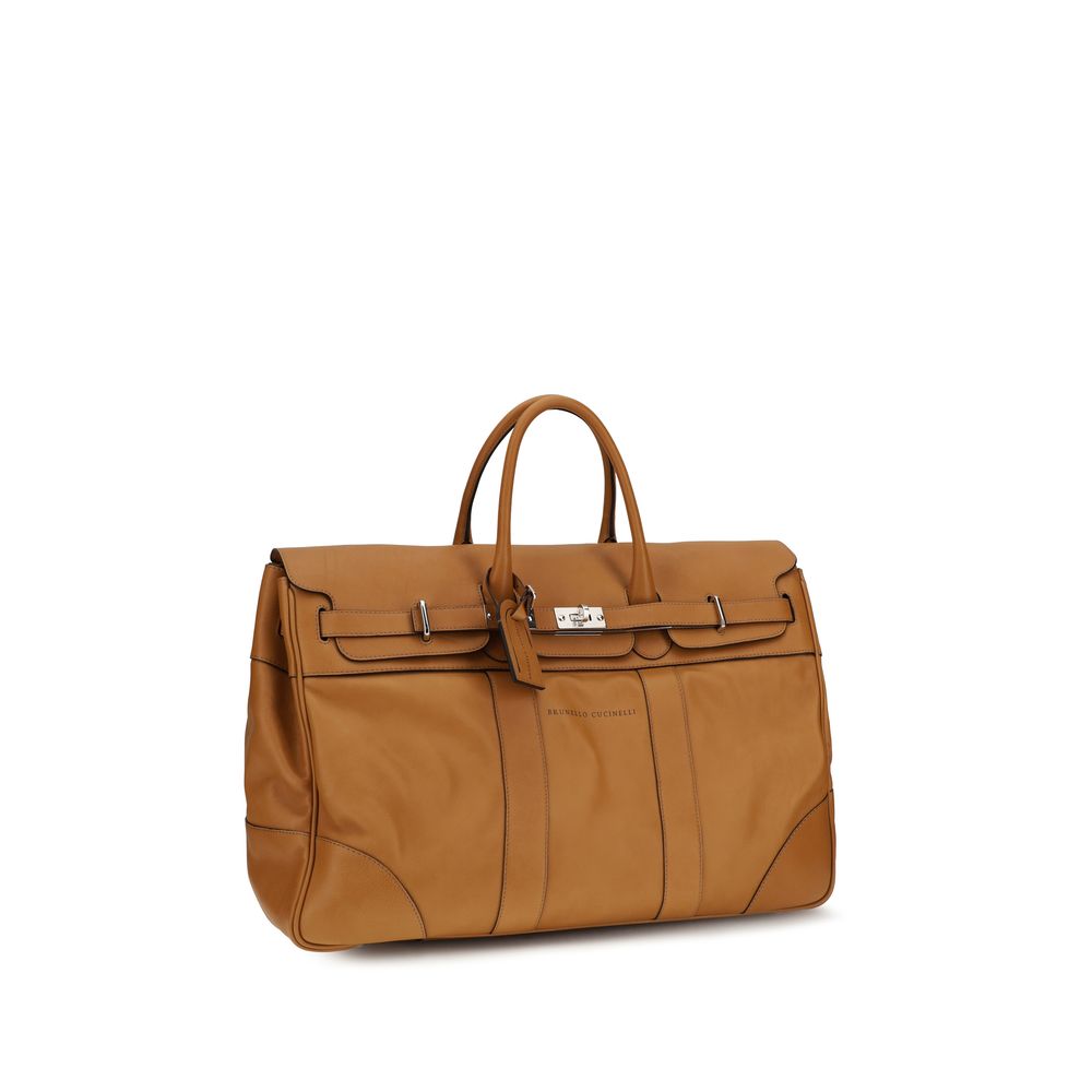 Brunello Cucinelli Cognac Calfskin Country Bag