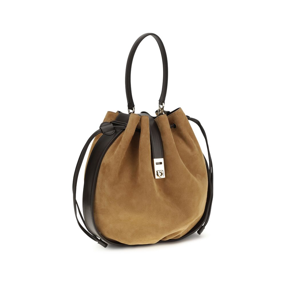 Ferragamo Hug Buckle Bucket Bag - Natural Brown