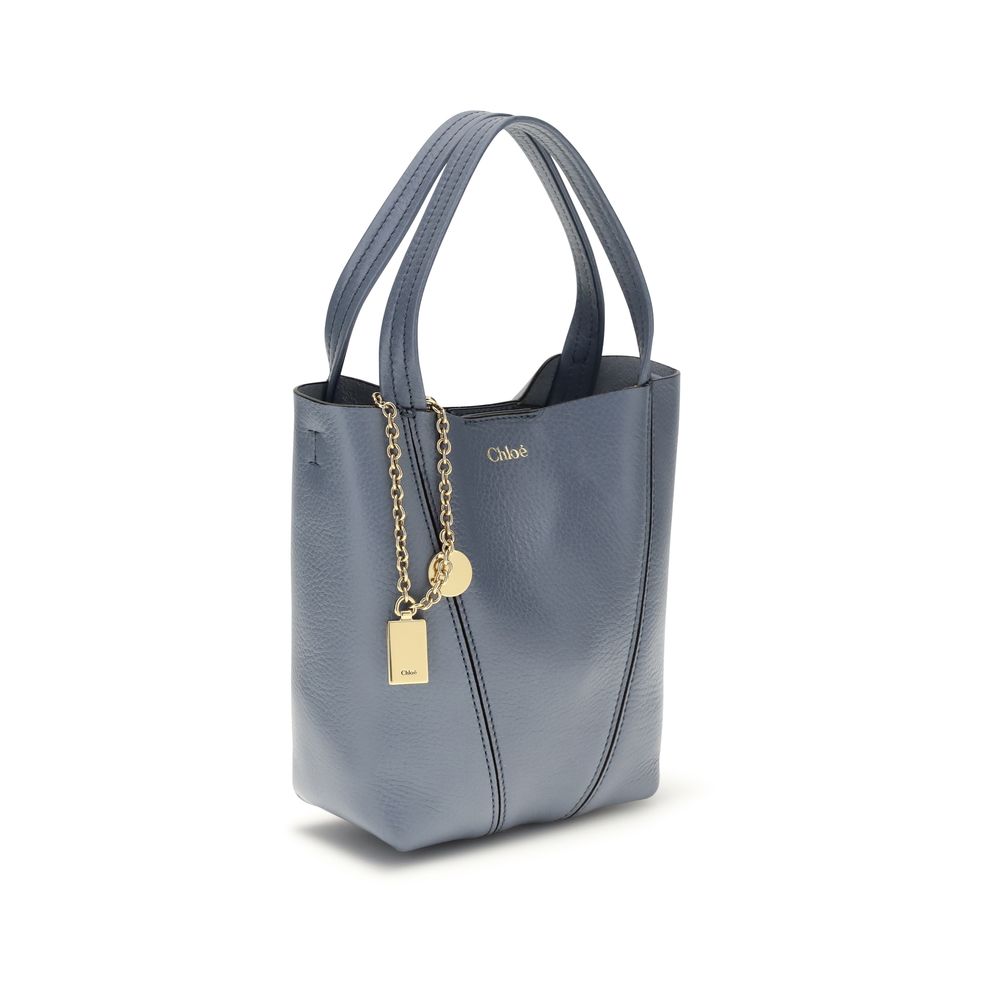 Chloé Spin Tote Bag Small - Ashes Blue Grained Leather