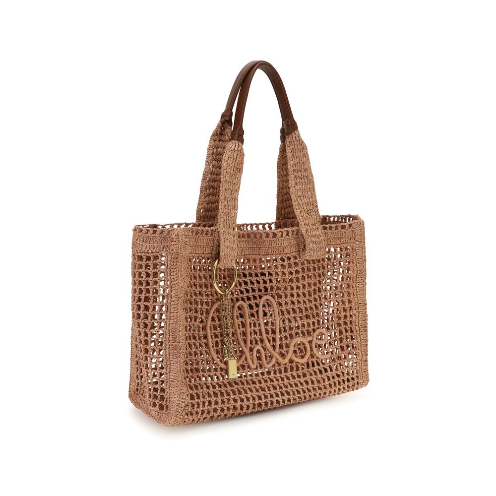 Chloé Summer Banana East-West Tote Bag in Raffia - Summery Beige