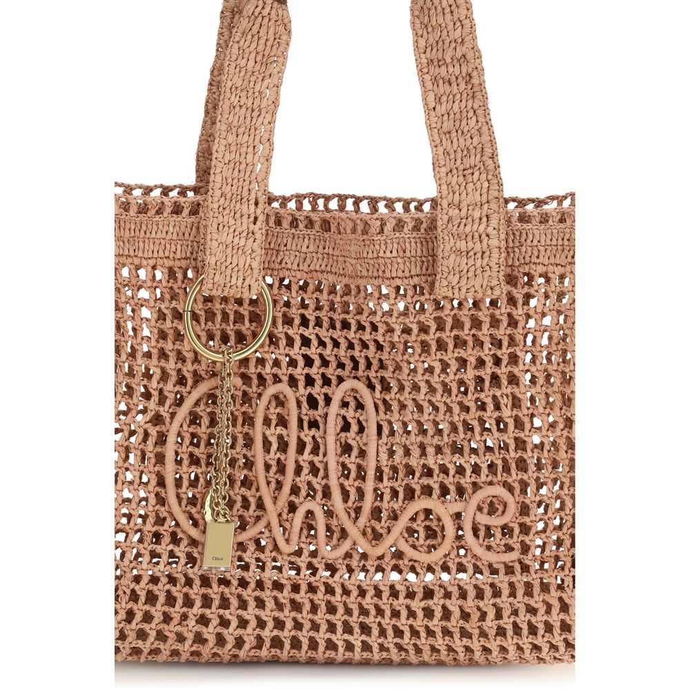 Chloé Summer Banana East-West Tote Bag in Raffia - Summery Beige