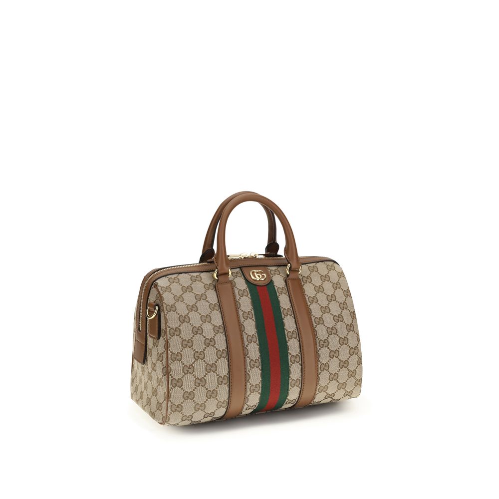 Gucci Ophidia Medium Boston Bag - Beige & Brown GG Canvas
