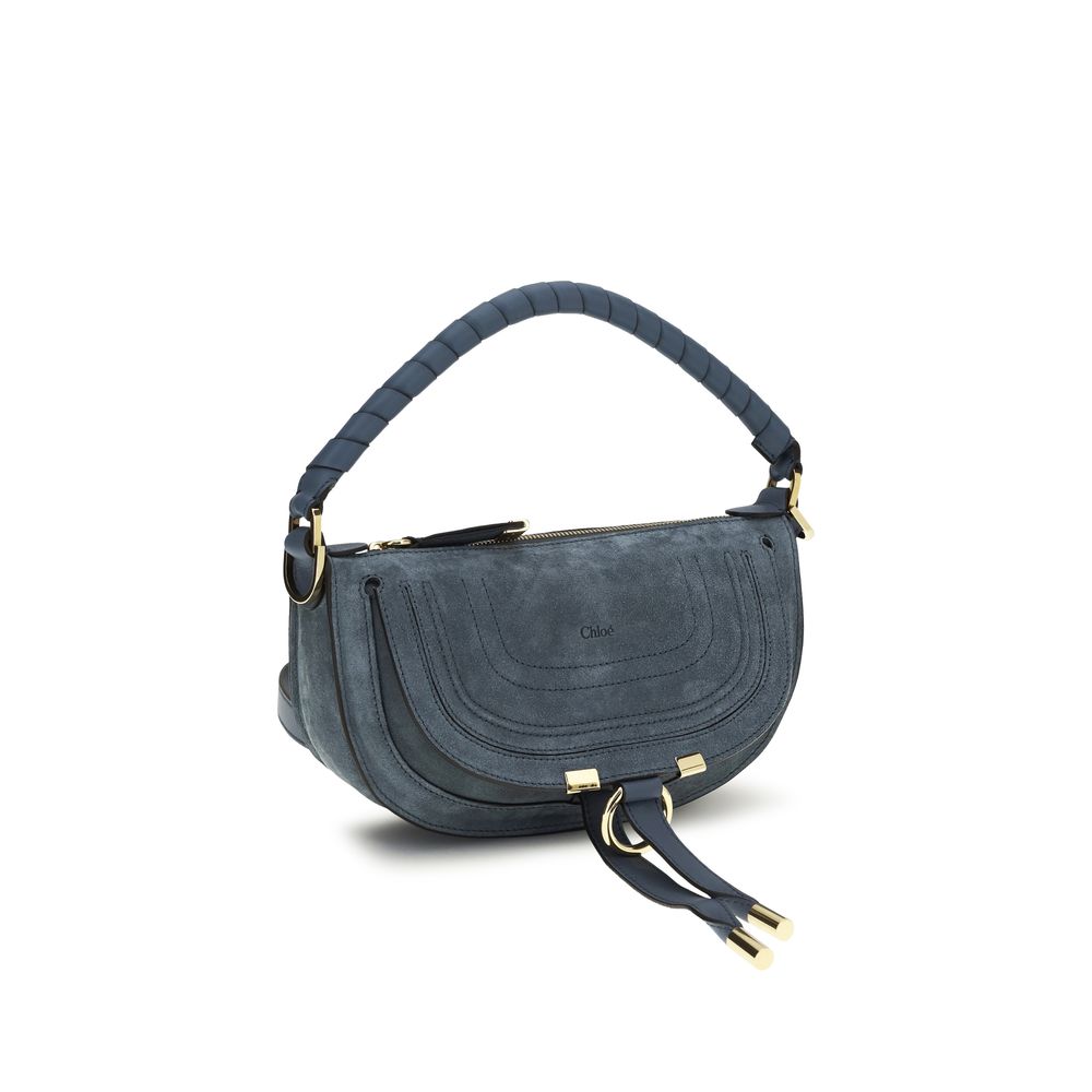 Chloé Mini Marcie Suede Shoulder Bag - Ashes Blue