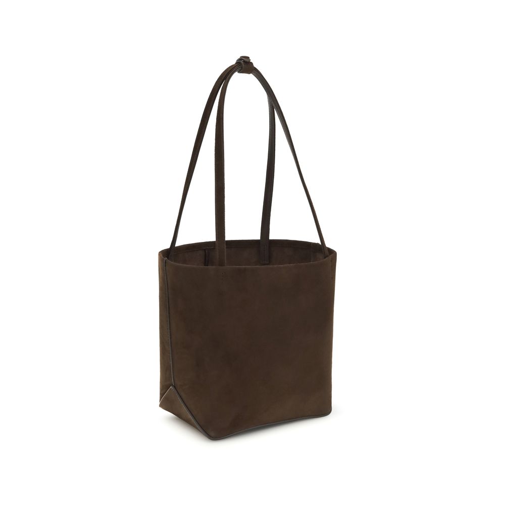 The Row Small North-South Park Tote Edge - Mocha Suede
