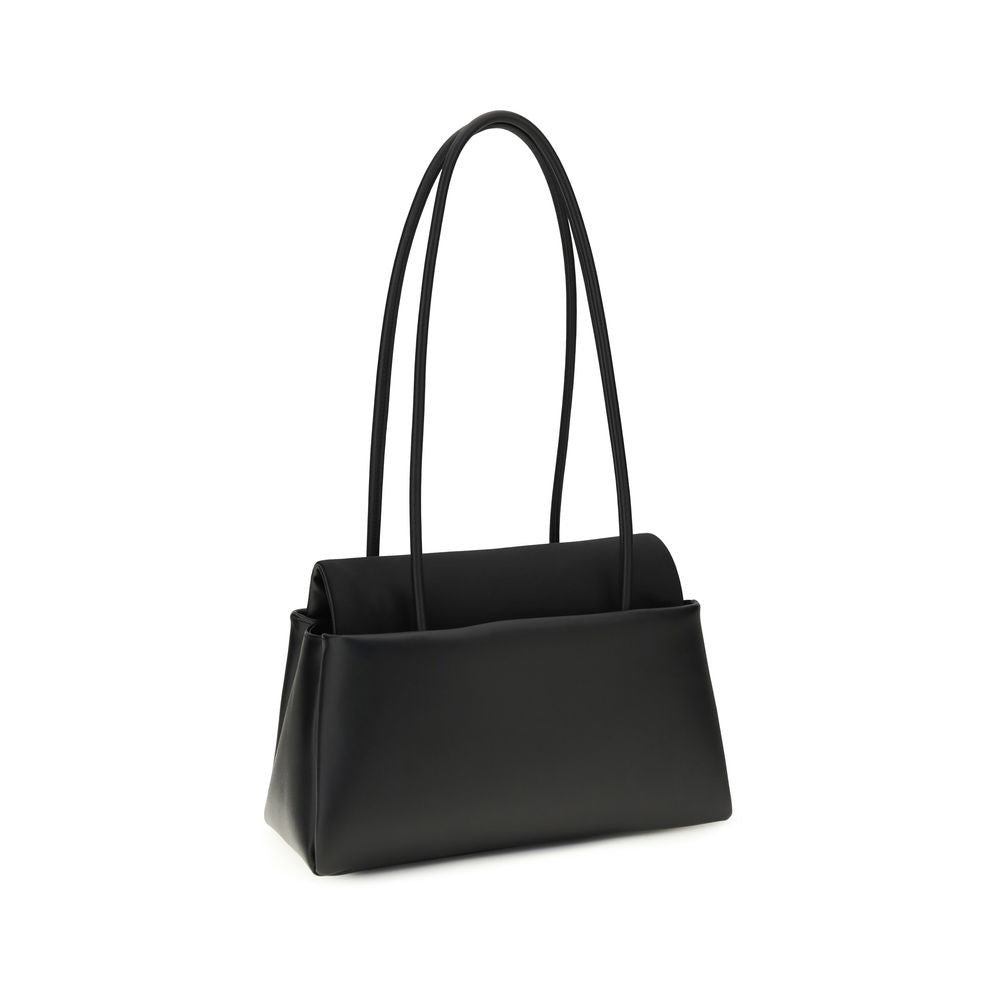 Prada Passage Medium Leather Bag with Re-Nylon Flap - Black