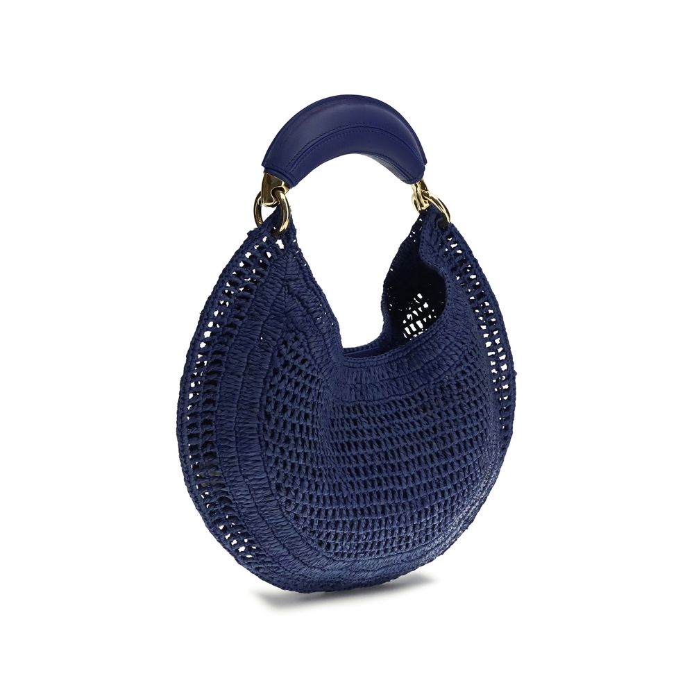 Chloé Summer Banana Hobo Bag - Midnight Blue Raffia