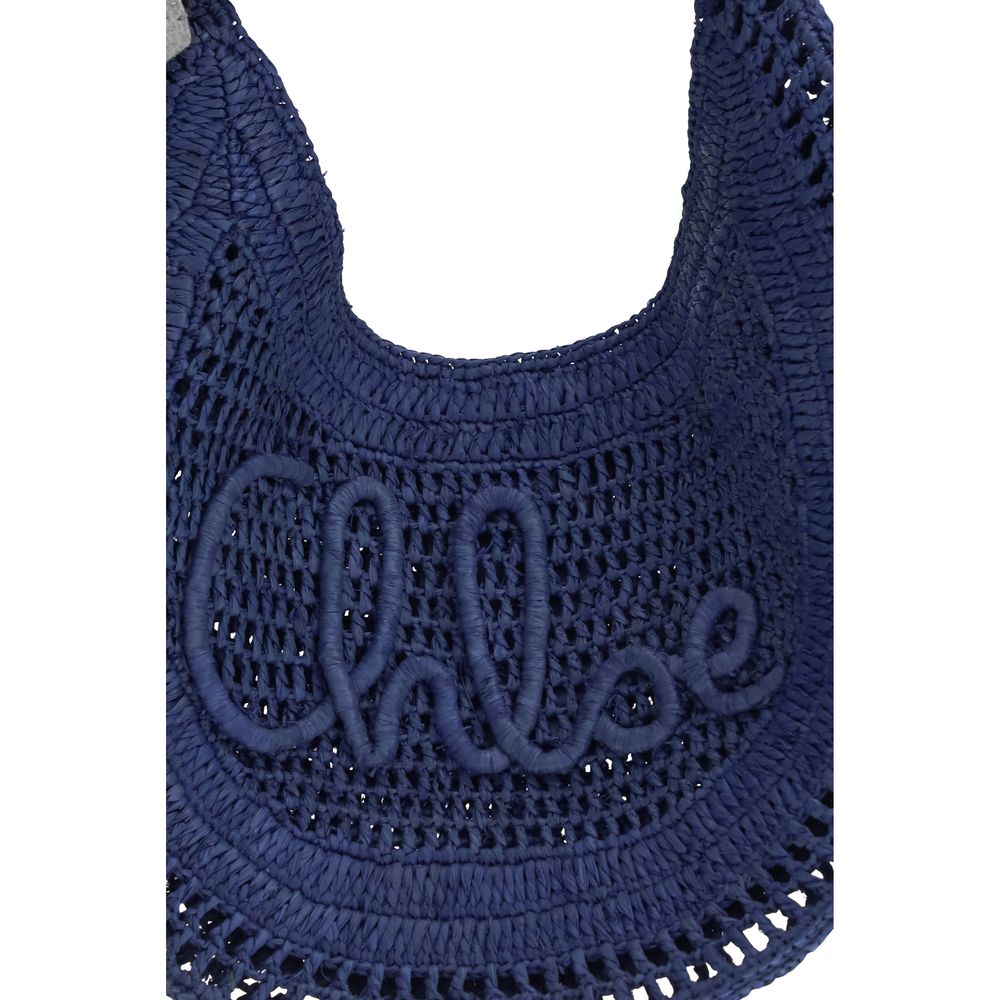 Chloé Summer Banana Hobo Bag - Midnight Blue Raffia