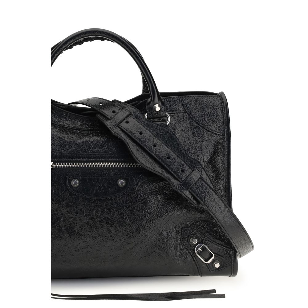 Balenciaga Le City Bag Medium - Black Lambskin with Silver Hardware