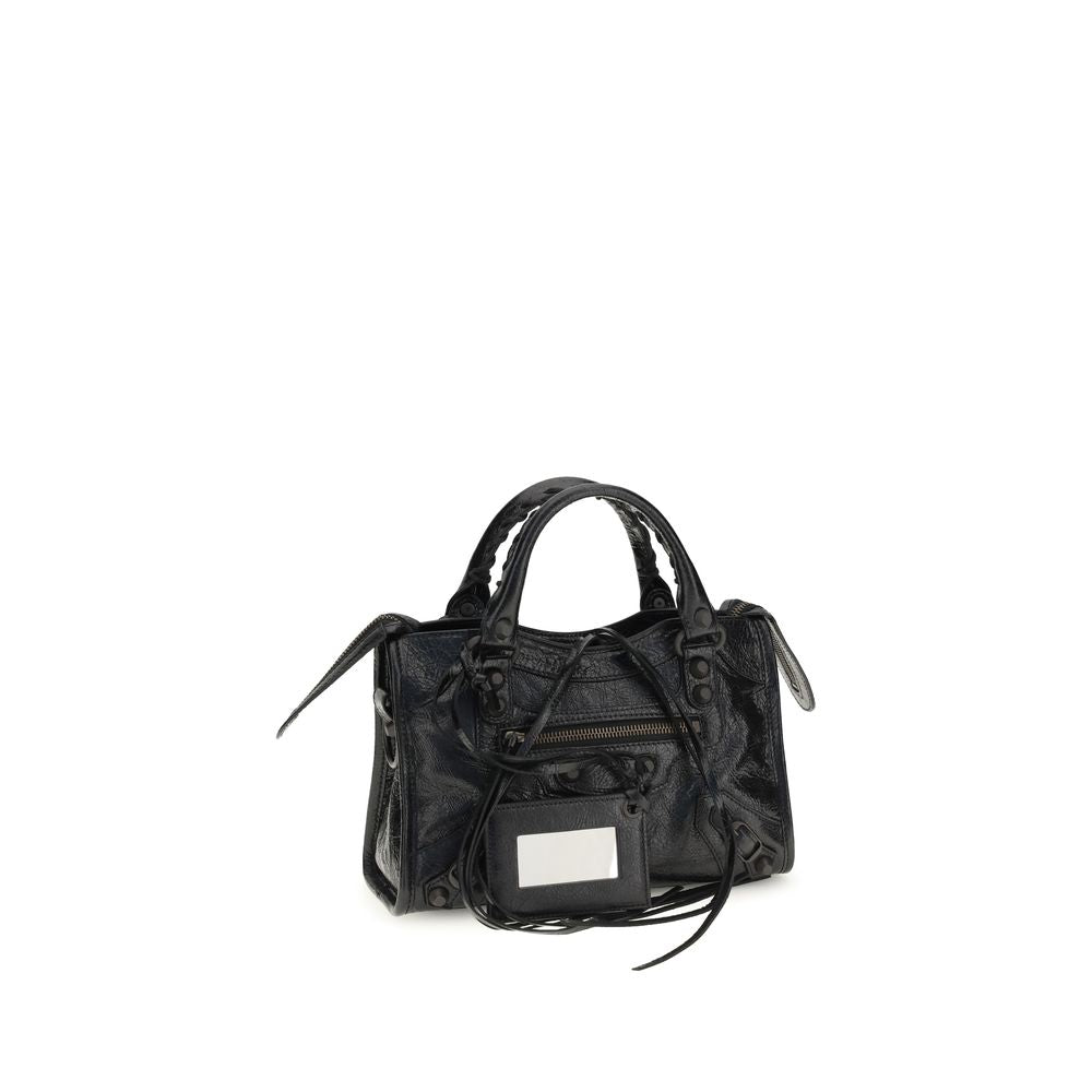 Balenciaga Le City Bag Mini - Black Arena Lambskin with Brass Hardware
