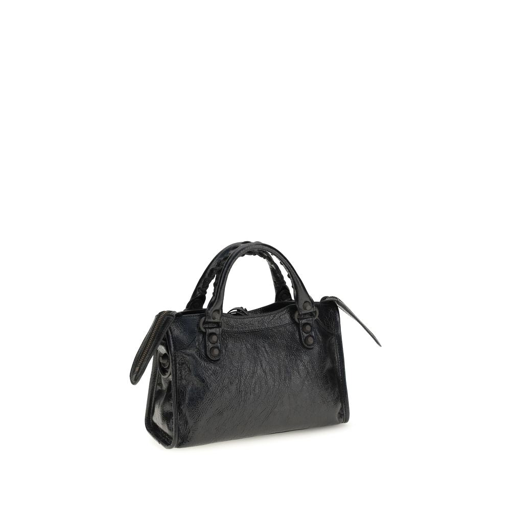 Balenciaga Le City Bag Mini - Black Arena Lambskin with Brass Hardware