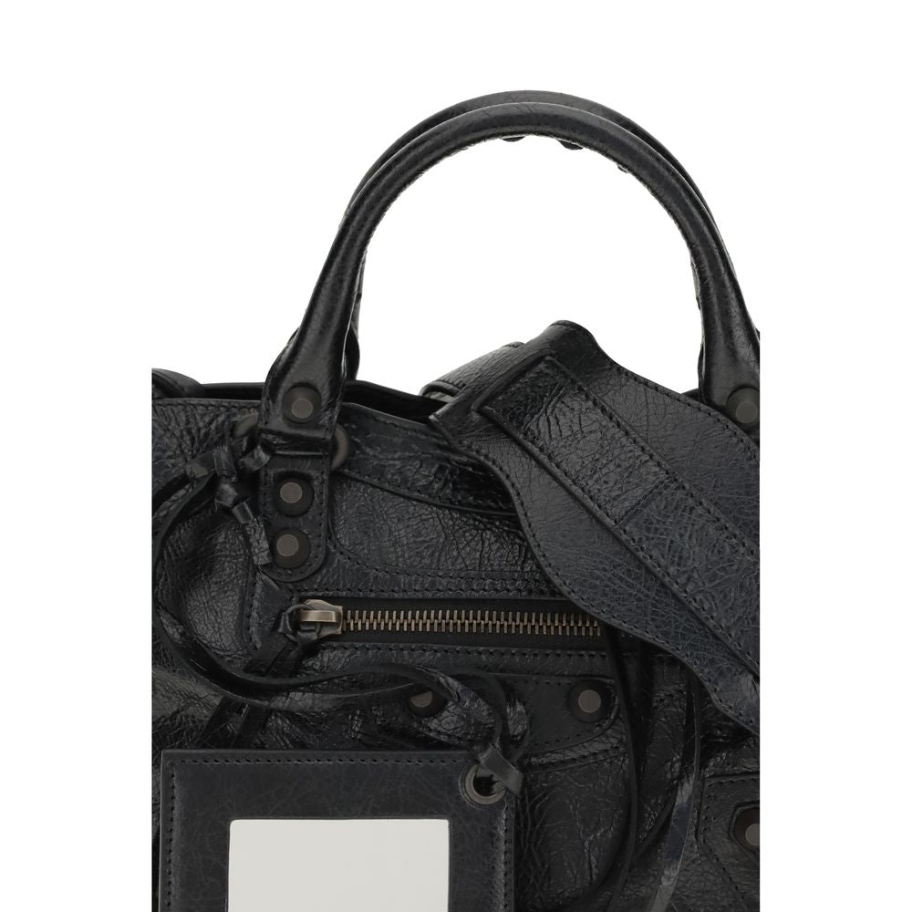 Balenciaga Le City Bag Mini - Black Arena Lambskin with Brass Hardware