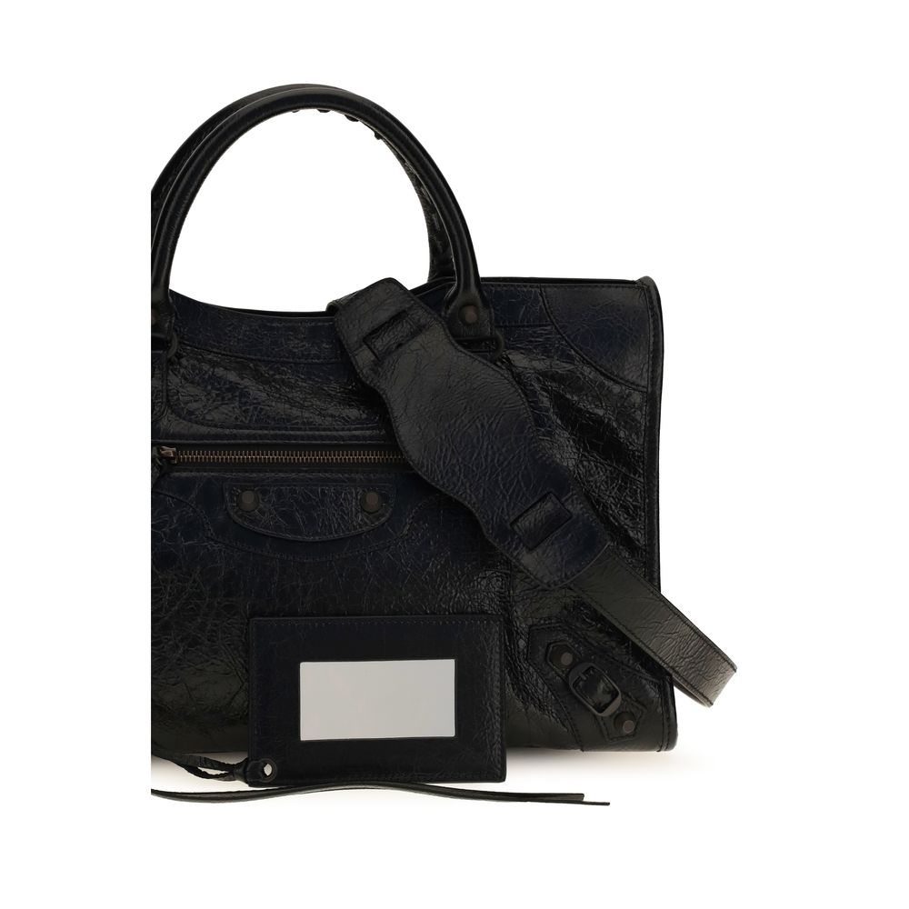 Balenciaga Le City Bag Medium - Black Arena Lambskin with Brass Hardware