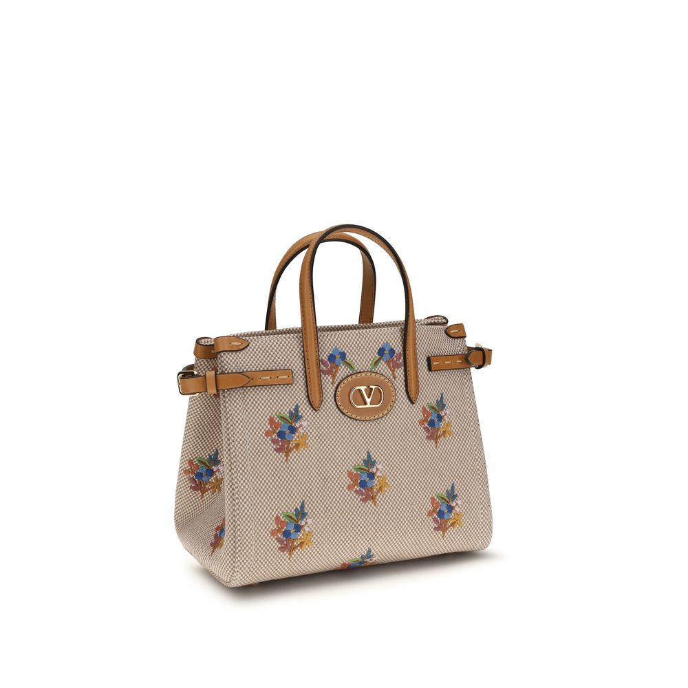 Valentino Garavani Antibes Small Canvas Floral Bag - Natural