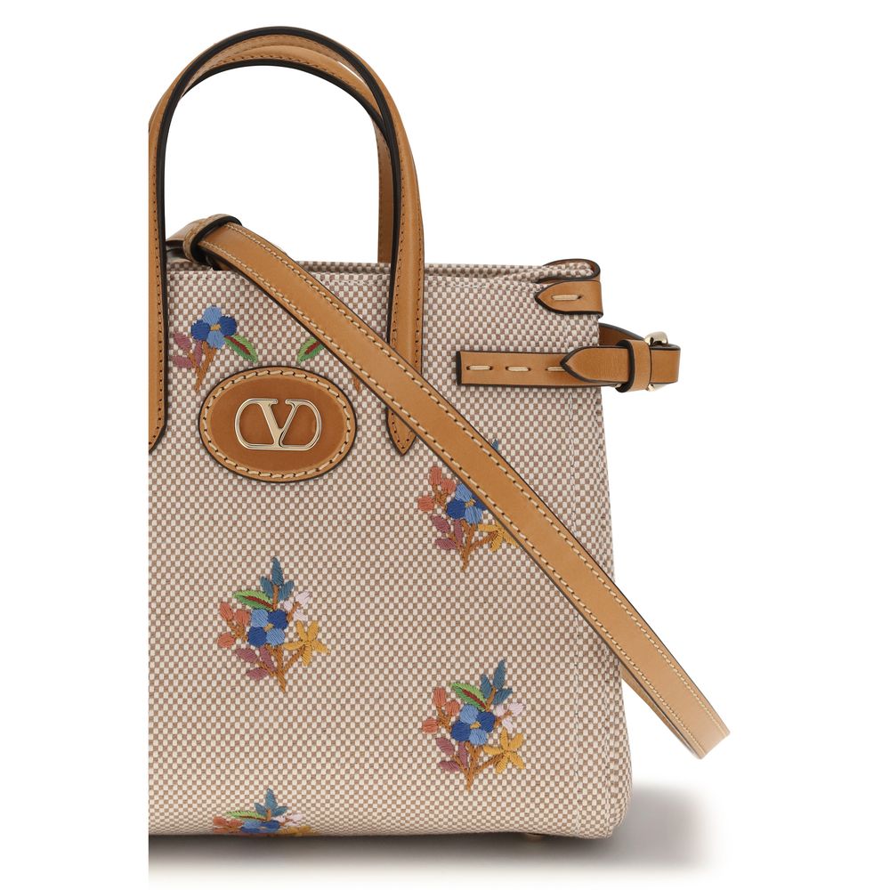 Valentino Garavani Antibes Small Canvas Floral Bag - Natural