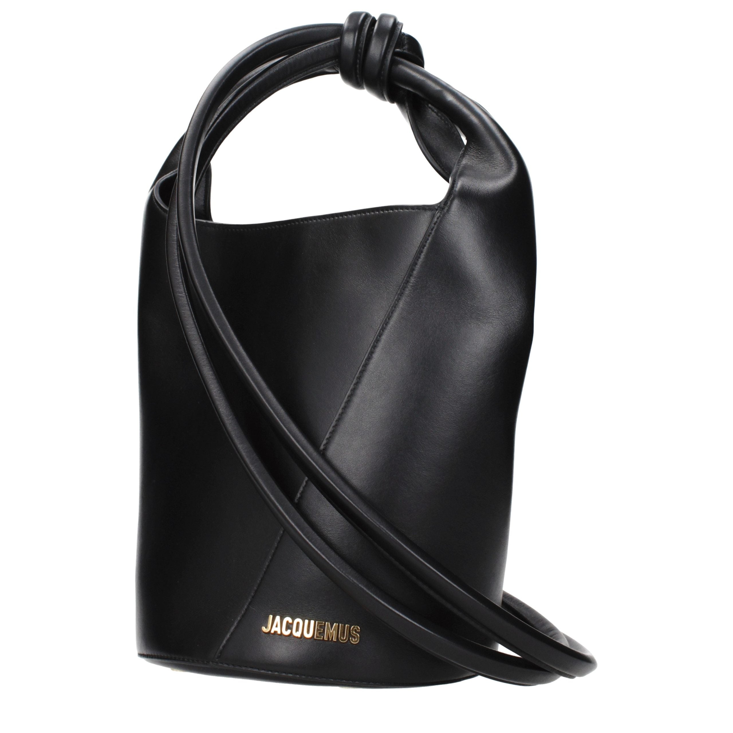 Jacquemus Le Petit Tourni Leather Bucket Bag - Black