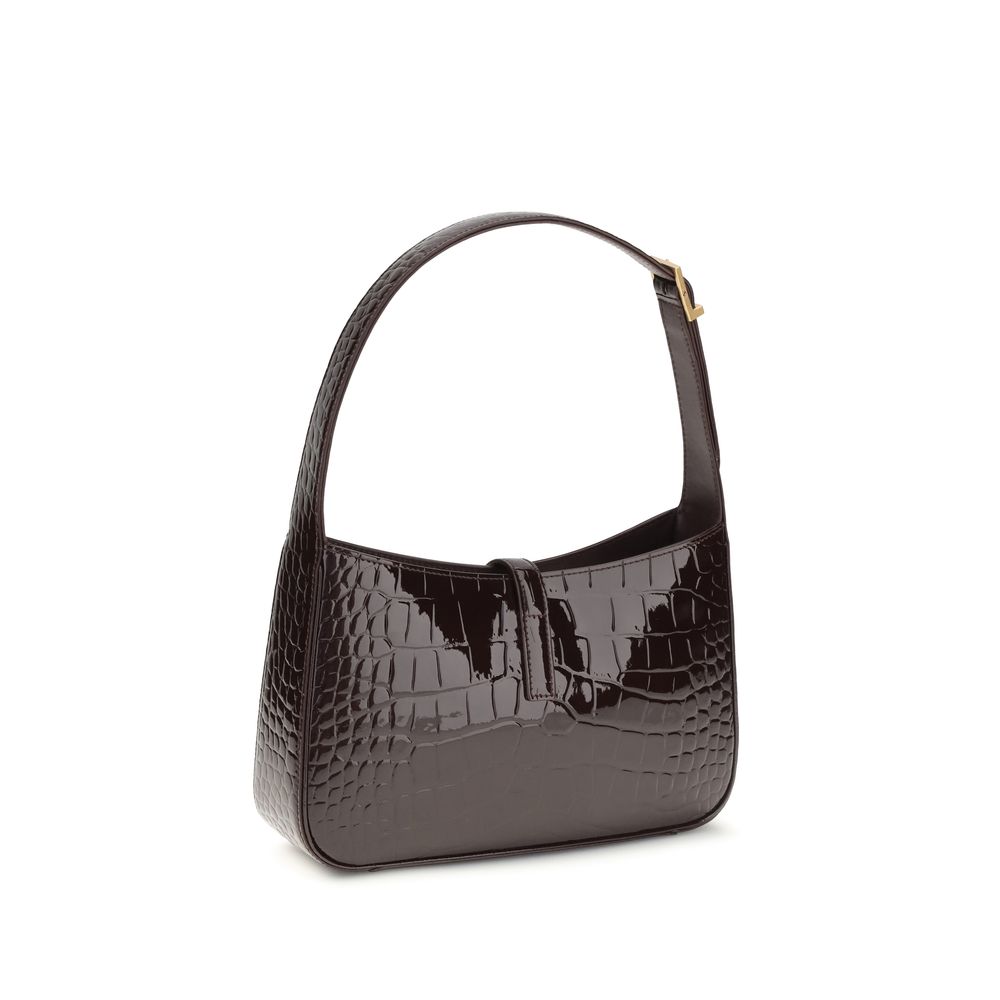 Saint Laurent Le 5 À 7 in Crocodile-Embossed Patent Leather - Dark Aubergine