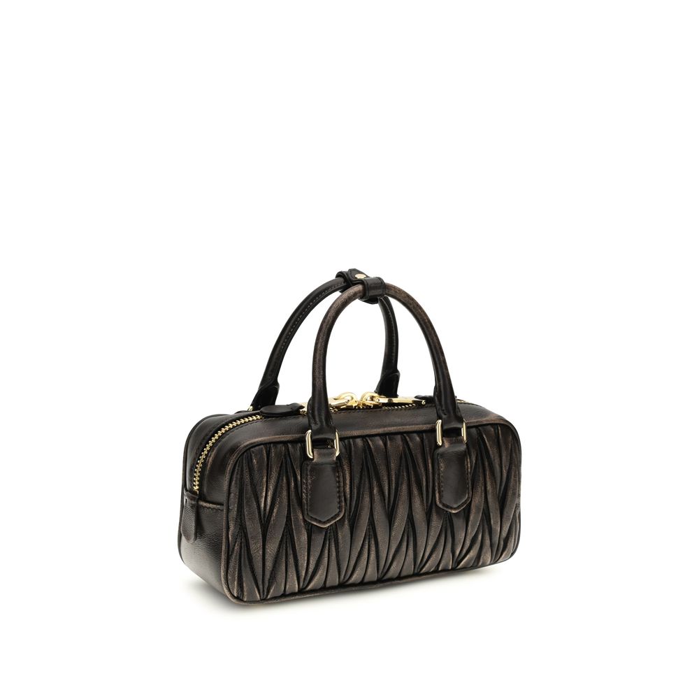 Miu Miu Arcadie Matelassé Nappa Leather Bag - Coffee