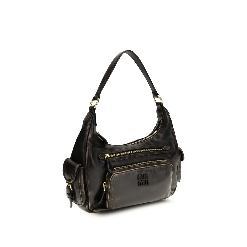 Miu Miu Pocket Nappa Leather Bag - Coffee