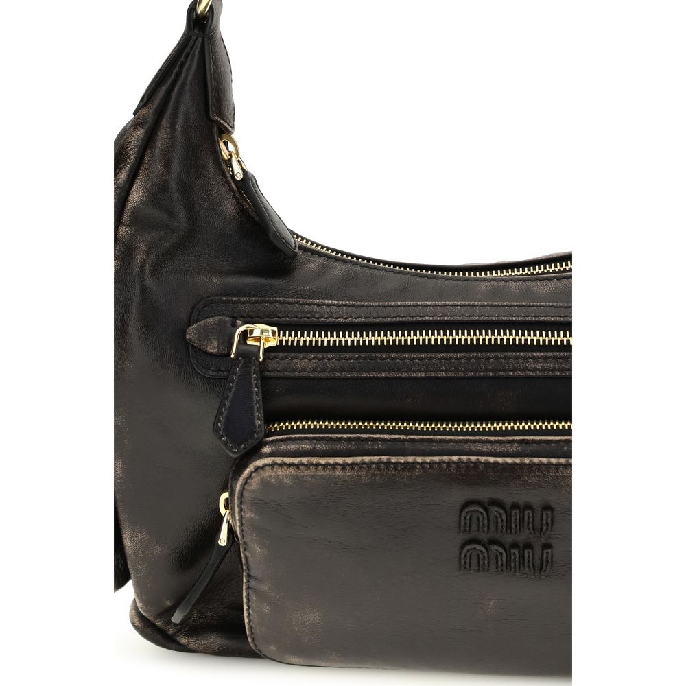 Miu Miu Pocket Nappa Leather Bag - Coffee