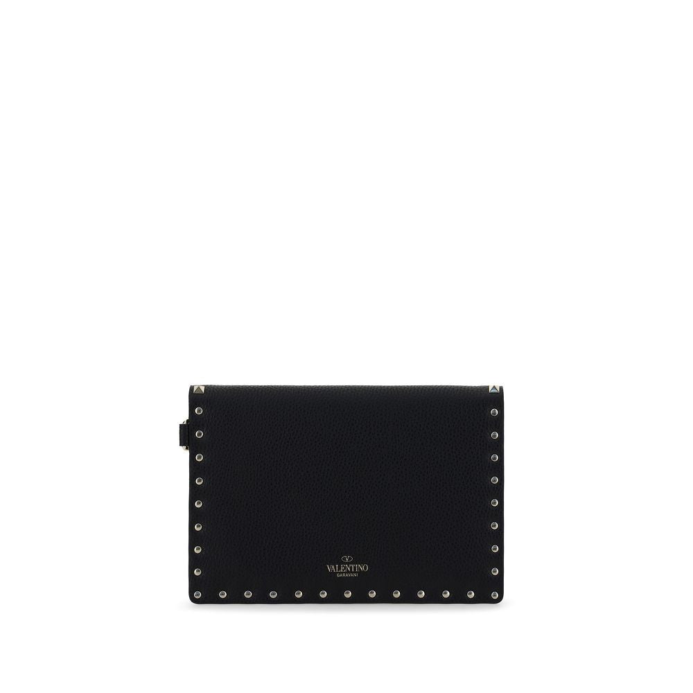 Valentino Garavani Rockstud Clutch Bag - Black Grained Leather