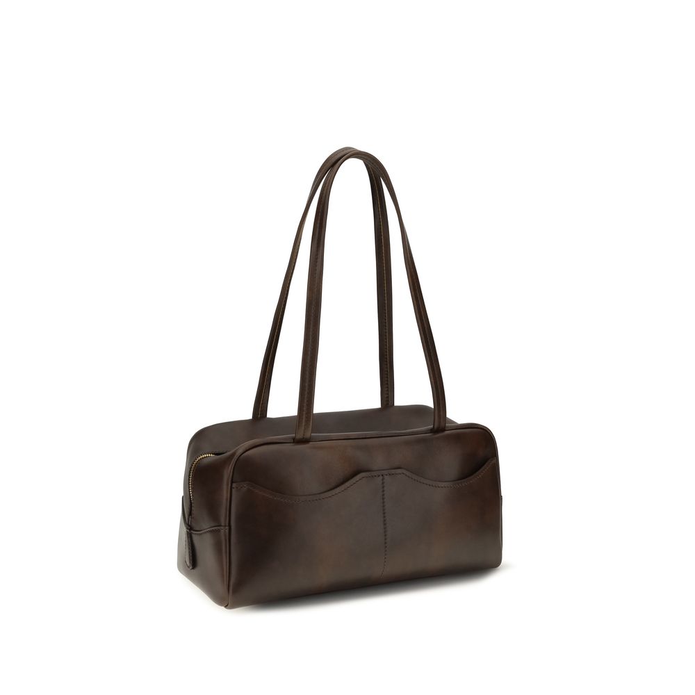 Prada Carry Large Antiqued Leather Bag - Cocoa Brown