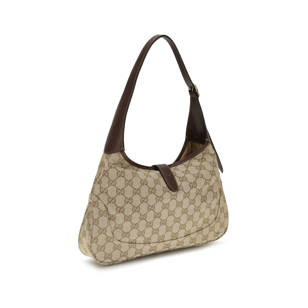 Gucci Jackie 1961 Medium Shoulder Bag - Sand and Brown GG Canvas