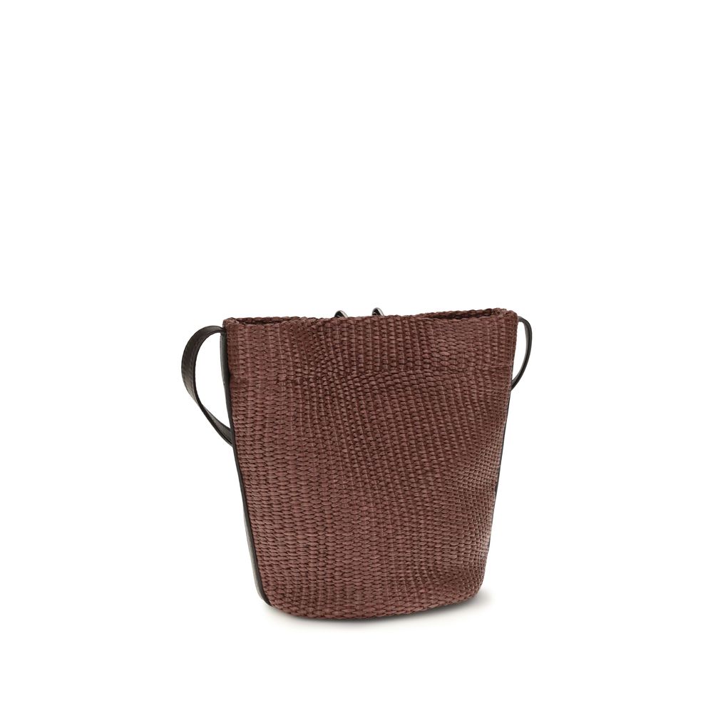 Brunello Cucinelli  Sartorial Small Bucket Bag - Bordeaux Techno Raffia