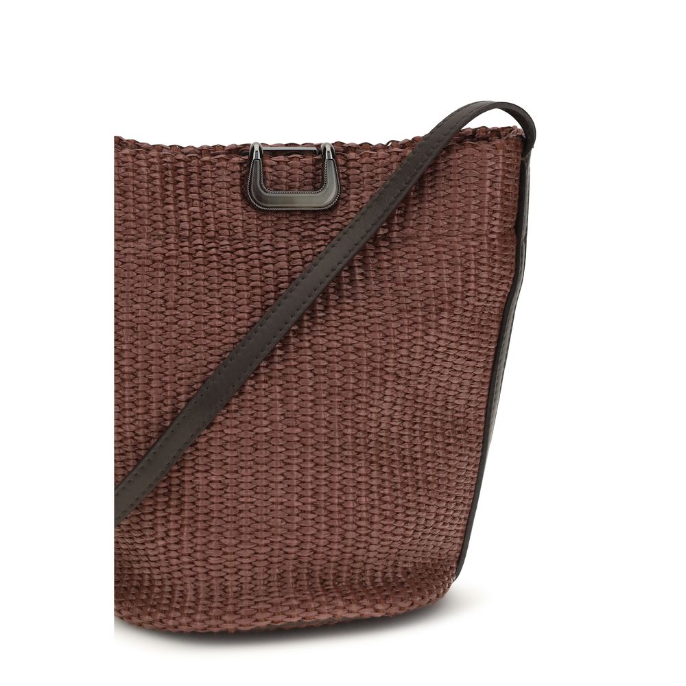 Brunello Cucinelli  Sartorial Small Bucket Bag - Bordeaux Techno Raffia
