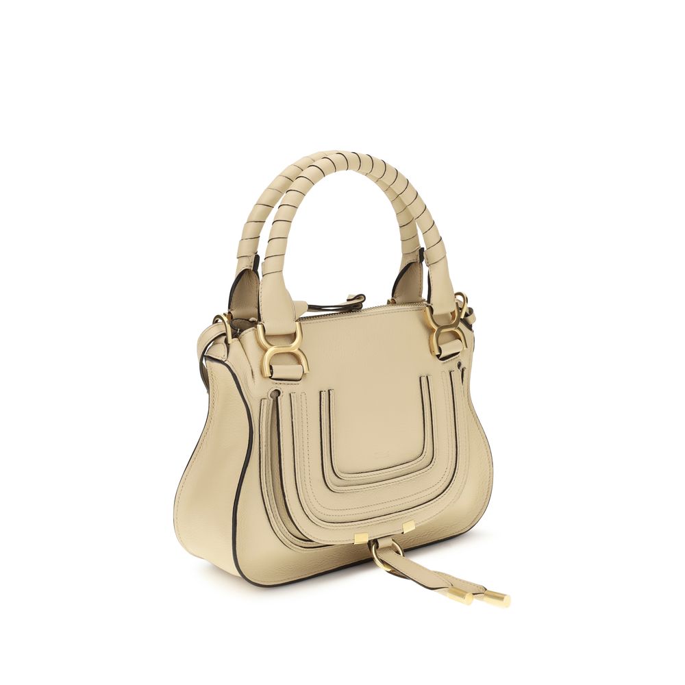Chloé Marcie Small Handbag - Beige Grained Leather