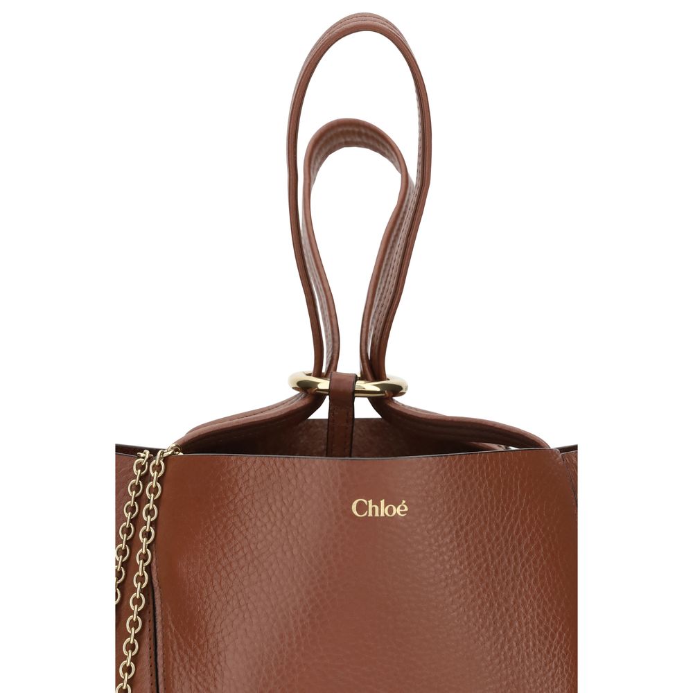 Chloé Spin Tote Bag in Grained Leather - Blushy Brown