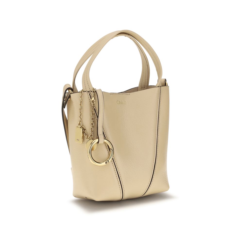 Chloé Spin Tote Bag Small - Beige Grained Leather