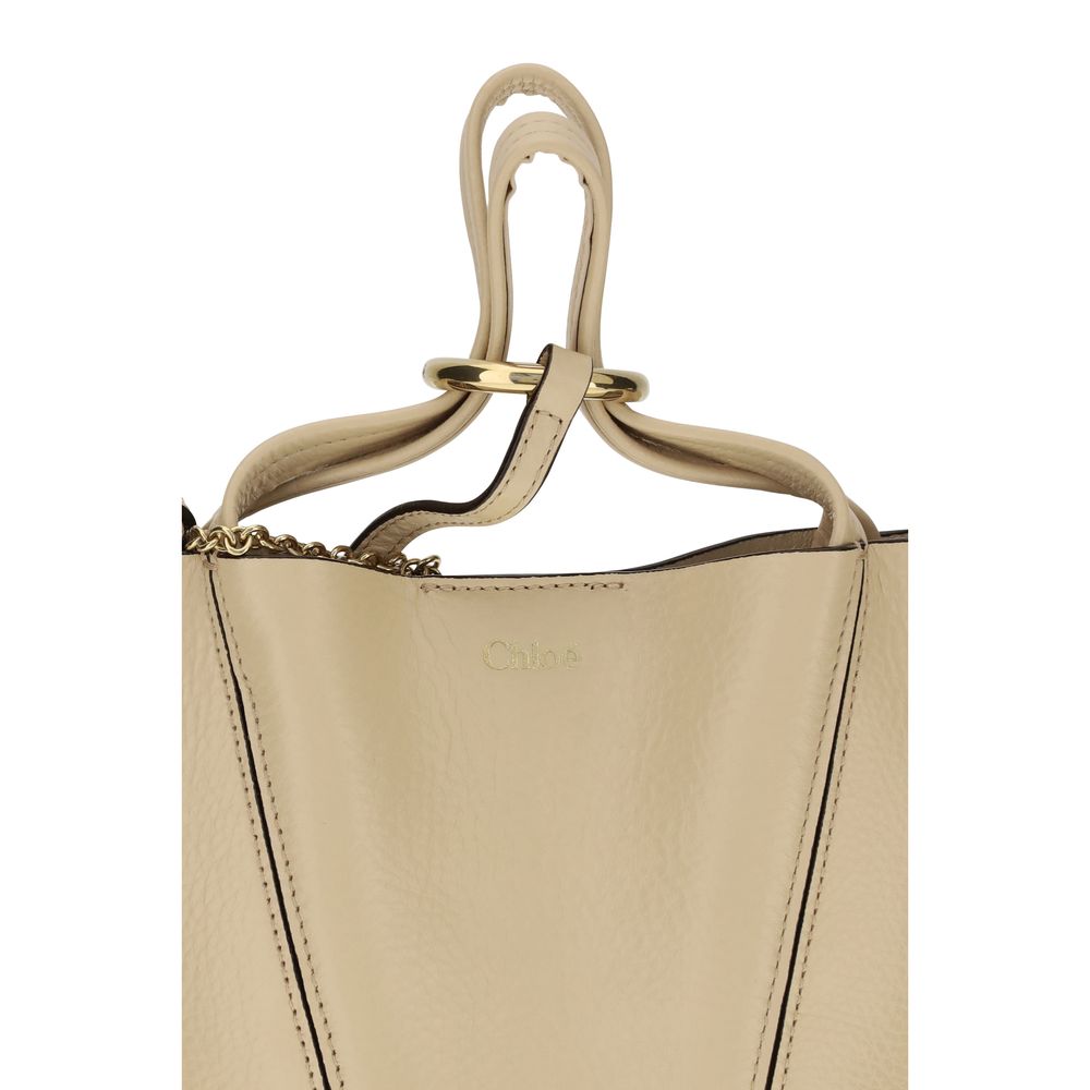 Chloé Spin Tote Bag Small - Beige Grained Leather