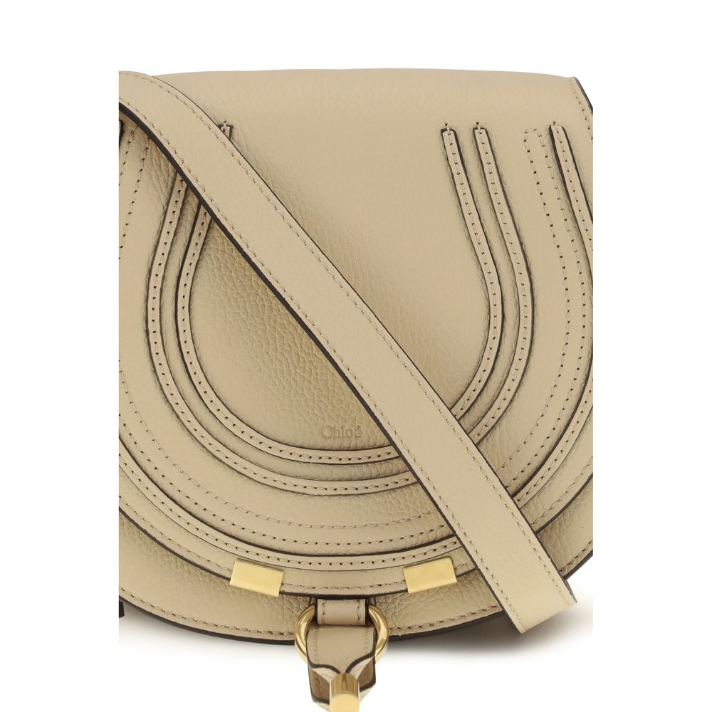 Chloé Marcie Small Saddle Bag - Petal Beige Grained Leather