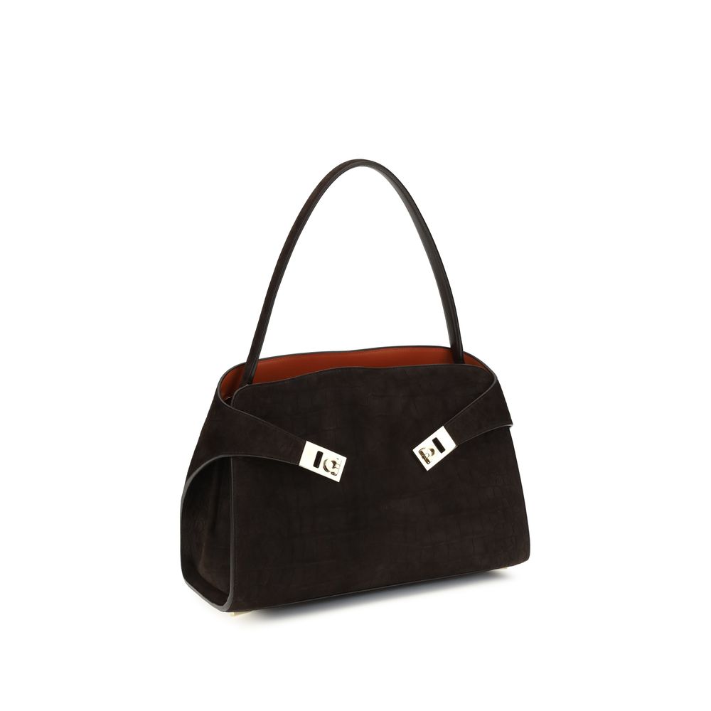 Ferragamo Hug Medium Soft Shoulder Bag - Testa di Moro Alligator Print